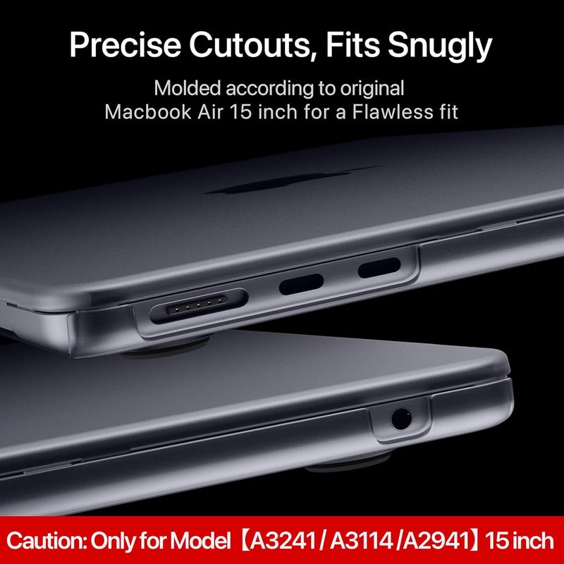 soonjet غطاء لجهاز MacBook Air مقاس 15 بوصة M4 2025 2024 2023 M3 M2 [مطابقة 100% للون الرسمي] [درع فائق النحافة] غلاف صلب للكمبيوتر المحمول - رمادي فضائي شفاف - Image 4